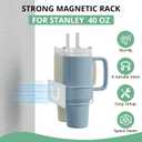 2 x Magnetic Stanley Cup Holder for Refrigerator, Water Bottle Organizer for Stanley 40 oz with Tumbler Lid Organizer, Kitchen Pantry Organizers and Storage for Stanley Cup Accessories (White)