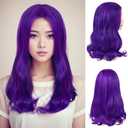 GNIMEGIL Purple Wigs For Women Mal Cosplay Halloween Costume Wig Drag Queen Wigs In Synthetic Hair Highlights Blue Mixed Purple Wig Long Wavy Musical Carnival Party Celia Monsters Inc Costume Adultv