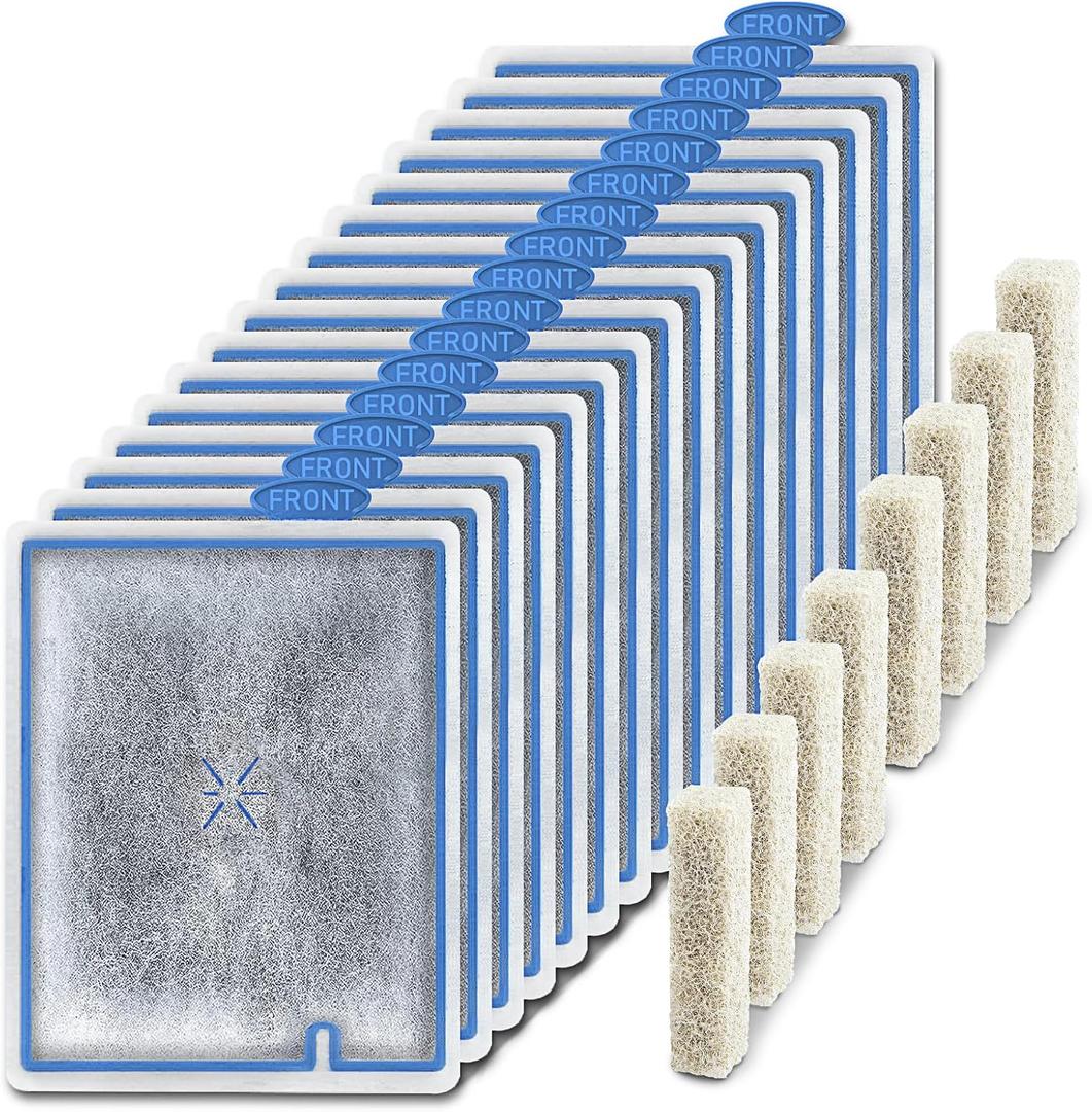 16 Pack Large Filter Cartridges Replacement for Aqueon QuietFlow Filter LED PRO Size 20,30,50,75/Power Filter Size 20,30,50,55/75, E Internal Size 40 and Canister Filter (with 8 Pack Filter Pads)