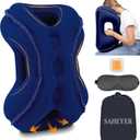 SAHEYER Inflatable Travel Pillows, New Upgrade Inflatable Airplane Pillow for Sleeping Rest Avoid Neck and Shoulder Pain, Inflatable Neck Pillow with Free Eye Mask and Earplugs (Blue) (25x20x9.5 inch)