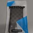 NITITOP Compatible for iPhone 17 Pro Case with Wrist Strap Kickstand Cute Trendy Checkerboard Plaid for Women Girls Slim Fit TPU Shockproof Full Camera Protective Cover - Black