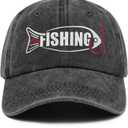 Embroidered Fishing Hats Men Women,Adjustable Baseball Cap, Funny Fisherman Dad Hat, Fishing Gifts, Father's Day Outdoor Cap (Gray)