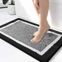 OLANLY Small Bathroom Rugs 24x16, Extra Soft and Absorbent Microfiber Bath Rugs, Non-Slip, Machine Washable, Quick Dry Shaggy Bath Carpet, Bath Mats for Bathroom Floor, Tub, Shower, Black