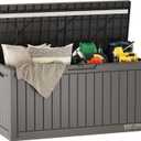 EAST OAK Outdoor Storage Box, 60 Gallon Deck Box Indoor and Outdoor Use, Waterproof Resin Storage Bin for Patio Cushions, Gardening Tools, Lockable, UV Resistant, Grey