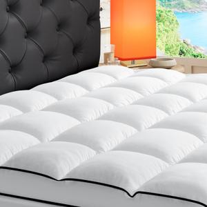 Queen Mattress Topper, Extra Thick Cooling Mattress Pillowtop for Back Pain, Plush Mattress Pad Protector with 8-21 Inch Elastic Deep Pocket 6d Down Alternative Filling (White)