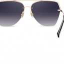 HEPTICS Oversized Aviator Sunglasses, Polarized UV Protection, Metal Half-Frame, Rose Gold Frame with Gray Gradient Lens,Retro Sunglasses for Men Women