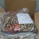 Fold Lamp Shades Set of 2 Leopard Print 7" Top X 11" Bottom X 8" High Small Lamp Shades Fits For Table Lamps and Floor Lamps Replacement For Living Room Bedroom Easy Assembly Required