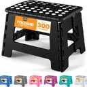 Utopia Home Folding Step Stool with Handle  9 Inch Anti Slip Collapsible Stool  Holds Up to 300 lbs  Sturdy Plastic Step Stool Foldable for Kitchen, Bathroom and Home Use (1-Pack, Black)