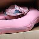 GENTEACO Mambobaby Baby Pool Float with Removable Canopy 3-24 Months Baby Float Non-Inflatable Infant Swim Float Add Tail Avoid Flip Skin-Friendly Material Swim Trainer for Toddler Boys Girls (Pink)