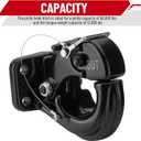 Pintle Hook Hitch 66,000 lbs, Fits 2-1/2 to 3-Inch Lunette Ring Pintle Hitch Receiver, Forged Steel Structure, Anti Corrosion and Anti Rust Coating