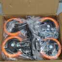 4 Inch Caster Wheels, Casters Set of 4 Heavy Duty, Orange Polyurethane (PU) Casters, Industrial Swivel Top Plate Castor Wheels for Workbench/Furniture/Cart (Pack of 4)