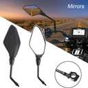 Universal Motorcycle Mirrors, 10MM 8MM Universal Motorcycle Rear View Side Handlebar Mirror Black, Compatible with ATV, Scooter, Dirt Bike, Cruiser, Snowmobile