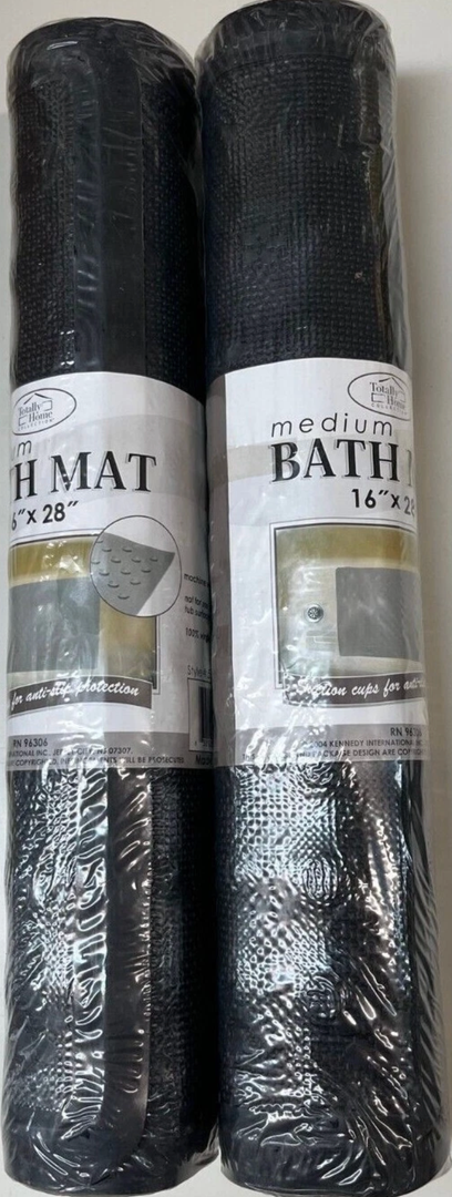 Set of 2 Rubber Bathtub Mats, Non Slip, 16 inch x 28 inch Tub Mats (Black)