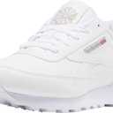Reebok Womens Classic Renaissance Faux Leather Cushioned Fashion Sneakers (5, White/Steel)