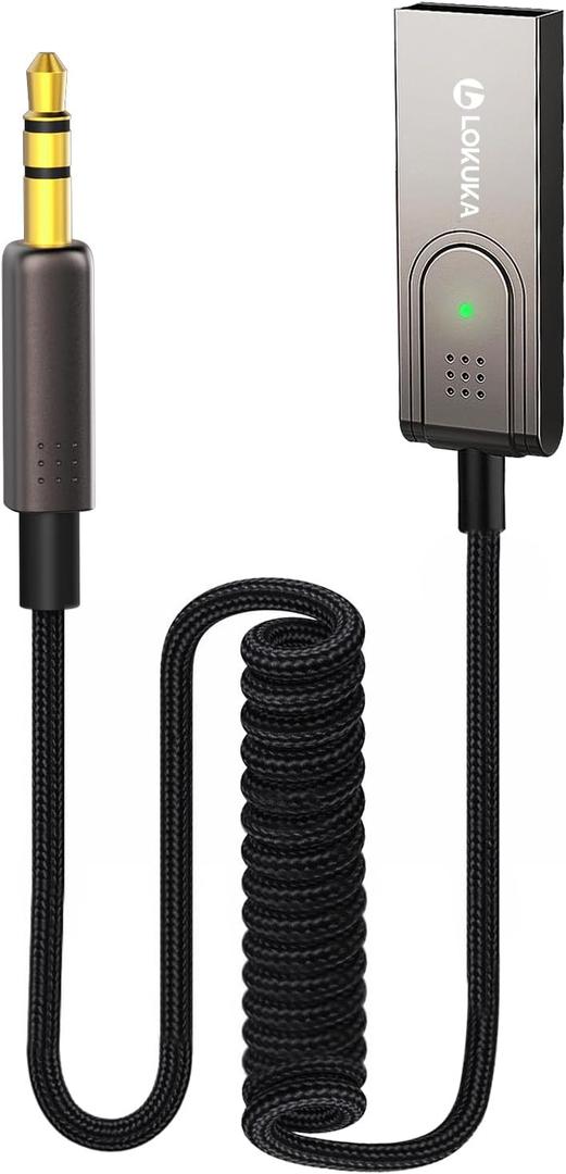 Adaptador Bluetooth 5.3 a auxiliar para automvil, receptor USB a TRS de 0.138 in - Aade Bluetooth al automvil, altavoz, audio estreo domstico para llamadas manos libres, navegacin por voz