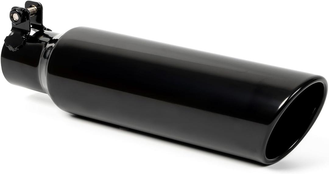 KHK 2" to 3" Exhaust Tip - 12" Long Diesel Exhaust Tips,2" Inlet 3" Outlet Stainless Steel Bolt-On Angle Cut Truck Tailtip, Universal Fit for Trucks & Cars -Glossy Black