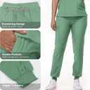 Scrubs Set for Women Nurse Uniform V-Neck Top and Drawstring Jogger Pants with Multi Pocket Nurse Workwear (Small, Light Green)