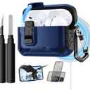 Lerobo for AirPods Pro 3 Case,(Compatible with MagSafe) with Phone Stand & Cleaning Kit,Full Drop Protection Magnetic Lock Cover Case Compatible for Apple AirPods Pro 3rd Generation,Black Blue