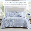 Madison Park Essentials Blue Floral Comforter Set with Sheets Cal King,7pc, California King