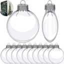 3.15 inch Clear Plastic Ornaments, Christmas Balls, DIY Fillable Ornament Clear Ornaments for Crafts - 24 PCS (Silver1)