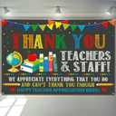 Teacher Appreciation Decorations Banner 72" x 48" Backdrop Thank You Teachers and Staff Apple Book Party Decorations Background for Indoor Outdoor Classroom,School,Office Decorations,Gifts