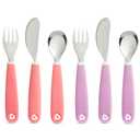 Munchkin Splash Toddler Fork, Knife and Spoon Utensil Set, 2 Pack, Pink/Purple