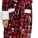 Berkshire Blanket Peanuts Snoopy Women's Warm Robe with Exclusive VelvetLoft Fabric and Sherpa Collar (Medium, Peanuts Snoopy Everyday Buffalo Plaid Small Red-black)