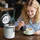 Coffee Grinds Container-750 ml (25 oz) Airtight Stainless Steel Jar with Bamboo Spoons Lids Coffee Grinds Holder