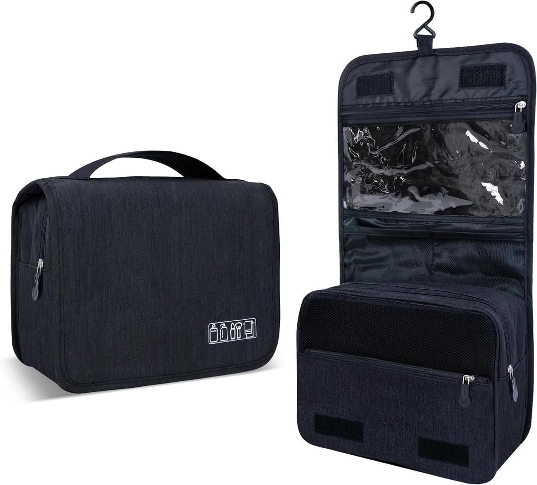 Portable Hanging Toiletry Bag for Travel, Small Multifunctional Makeup Cosmetic Bag for Women, Waterproof Travel Toiletries Organizer, Shower Bathroom Pouch with Hook for Gym, Camping, Business Trips