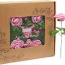 Bright Creations 136-Piece Artificial Flower Craft Kit with 60 3-Inch Foam Roses, 60 Stems, and 16 Bundles of Plastic Leaves for Centerpieces, Floral Arrangements