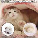 20inch Calming Pet Beds, Dog Bed & Cat Cave Bed with Hooded Cover, Cozy, Machine Washable, Anti-Slip&Waterproof (Pink)