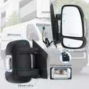 Right Passenger Side Mirror Compatible with 2014-2026 Ram Promaster 1500/2500/3500 with Power Glass Heated turn signal light manual folding Replace#CH1321376 5VE98JXWAD(8Pins)
