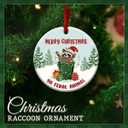 2 x Funny Raccoon Christmas Ornament 2025 - Cute Ceramic Animal Decoration, for Neighbors, Friends & Family who Loves Raccoons - Adorable Trash Panda for Christmas Tree