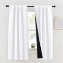 NICETOWN 100% Blackout Short Curtain Panels, Cold and Full Light Blocking Drapes, Short Curtains, 63 Inches Drop Thermal Insulated Draperies for Loft (Pure White, 2 Pieces, 37 inches Wide per Panel)