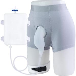 SorealGroup External Catheter for Men with Detachable Silicone Urine Bag (1000mL) | Wearable Urine Collector for Men with Reusable Tube 39.4in, Adjustable Anti-Slip Straps | Home & Daily Use (XL, Gray+white Bag)