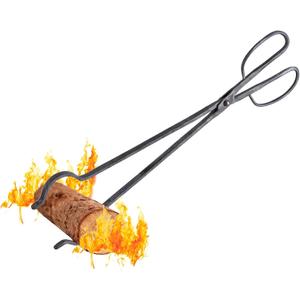 Blacksmith Handcrafted Iron Fireplace Tongs, 18 inches, Big siz Handle Sturdy Blacksmith Design for Fire Pit, GrillingAdding Log