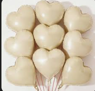 10pcs Beige Heart Balloons - 18 Inch Retro Apricot Heart Shaped Balloons for Baby Shower, Wedding, Valentine's Day Decorations Pack of 14