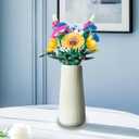 White Ceramic Vase 8" H - Small Flower Vase for Pampas Grass, Office Desk Decor, Minimalist Home Decor for Bedroom, Kitchen Shelf, Restaurant Table Centerpiece