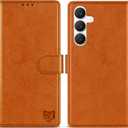 ZZXX for Samsung Galaxy S25 FE Wallet Case with [RFID Blocking] Card Slot Kickstand Magnetic Closure Leather Flip Fold Protective Phone Case for Samsung Galaxy S25 FE 5G Case Wallet(Brown-6.7 inch)