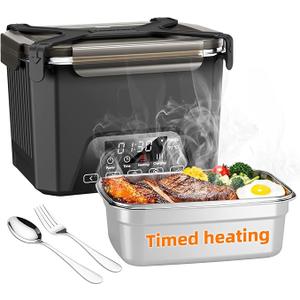 Cordless Electric Lunch Box for Adults, Heated Lunch Box 20000 mAh Battery Powered with Automatic Heating, 1.2L Portable Food Warmer, BPA Free (Black)
