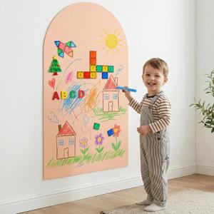 Magnetic Board for Kids, 40" x 18" Magnetic Arch Wall Decal, Peel and Stick Chalkboard Contact Paper, Self Adhesive Whiteboard Sticker, Easy to Write & Clean for Playroom Home Office