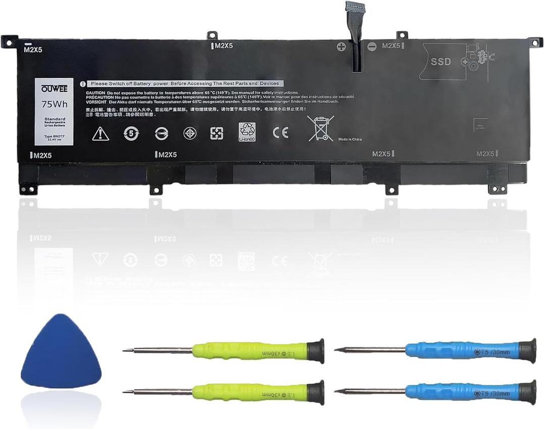 8N0T7 Laptop Battery Compatible with DELL XPS 15 9575 2-in-1 Precision 5530 2-in-1 Series Notebook 8N0T7 08N0T7 TMFYT 0TMFYT 11.4V 75Wh 6254mAh 6-Cell