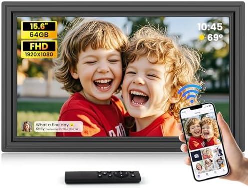 Uhale 15.6" Large Digital Picture Frame 64GB, WiFi Electronic Photo Frames 1920 x 1080 IPS FHD with Remote Control, Wall-Mounted, Support USB/SD Card, Share Photos/Videos Anywhere(No Touchscreen)