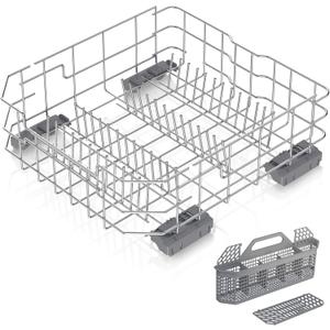 Upgraded WD28X34744 WD28X26099 Dishwasher Lower Rack Compatible with GE Dishwasher Rack Parts,WD28X28918 WD28X22659 WD28X34744 GDF510PSM0SS 304 Stainless Steel GE Dishwasher Bottom Rack with Wheel