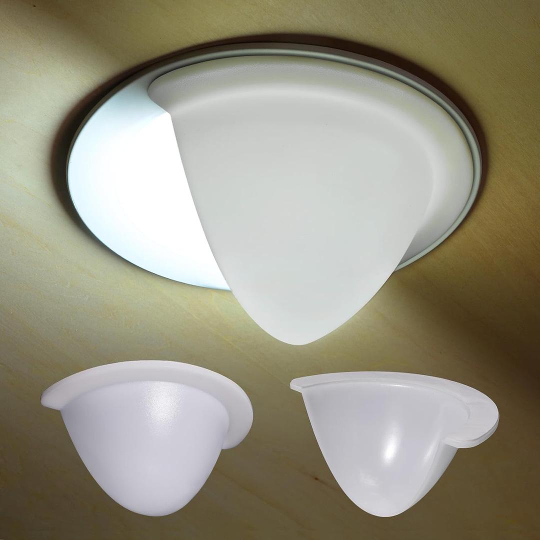 Recessed Light Cover, Can Light Cover 40% Translucent Half Shade Stick-On with Super Strong Double-Sided Tape, Anti-Yellow Cream White Easy Install(4 or 6 INCH)