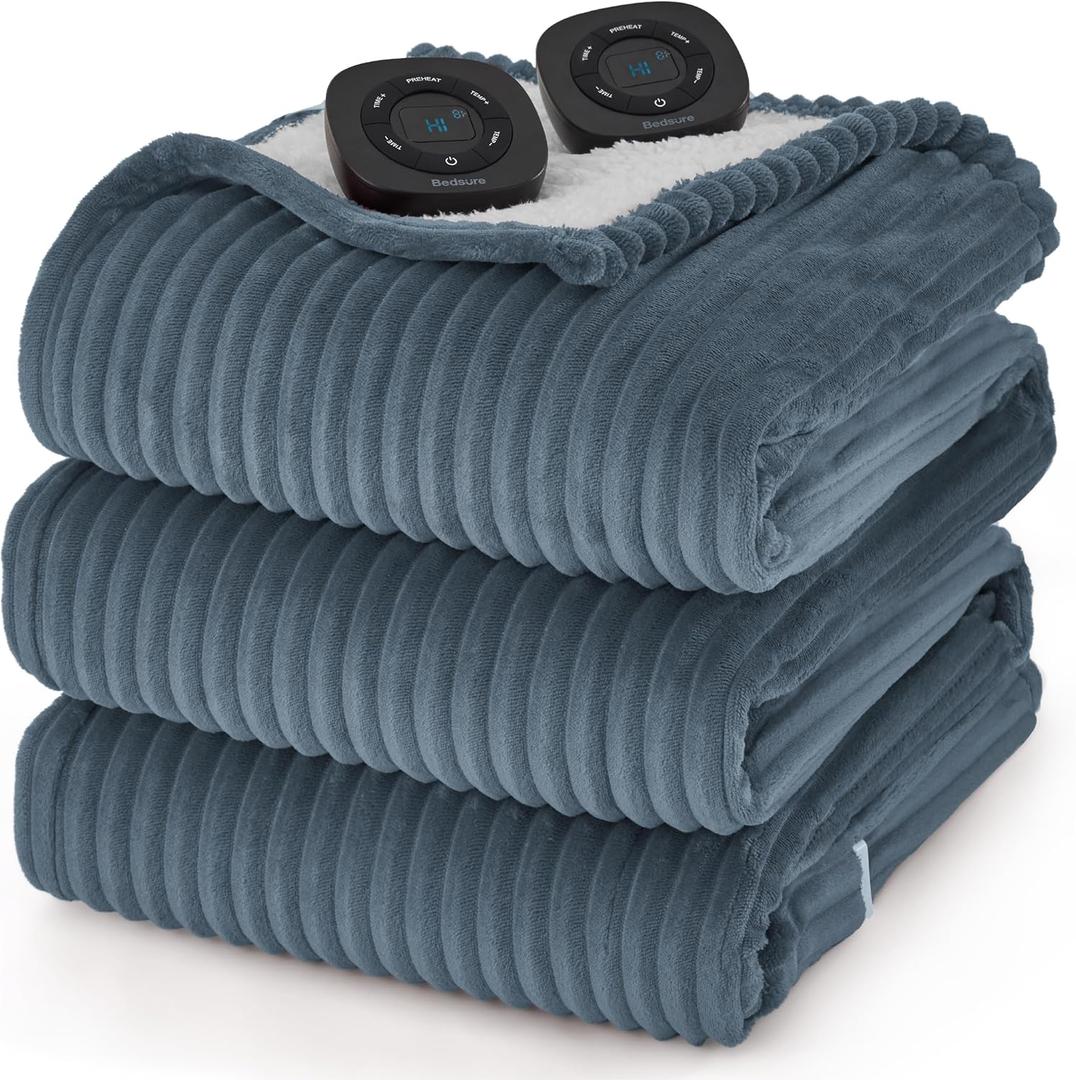 Bedsure GentleSoft Electric Blanket King Size - Soft Ribbed Flannel Heated Blanket with Dual Control, Heating with 10 Heat Settings & 10 Time Settings, 8 hrs Timer Auto Shut Off (90x100 inches, Grey) Bedsure GentleSoft Electric Blanket King Size - Soft Ribbed Flannel Heated Blanket with Dual Control, Heating with 10 Heat Settings & 10 Time Settings, 8 hrs Timer Auto Shut Off (90x100 inches, Grey)