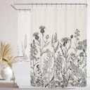 Riyidecor Clawfoot Tub Extra Wide Shower Curtain 180Wx72H Inch Flower Wrap All Around Circular Round Floral Wildflower Botanical Plants Herbs Decor Bathroom Polyester Waterproof Metal Hooks 32 Pack