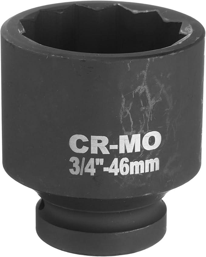 uxcell 3/4-Inch Drive 12 Point Impact Socket 46mm Metric Spindle Axle Nut Socket Driver Wrench for Auto Repair Easy Removal