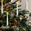 Jetec Christmas Tree Candles with Remote, 36 Pack Battery Operated Christmas Candles, Flickering Flameless Candle for Home, Party Decorations with 12 Crystal Ball 24 Crystal Snowflake Hook