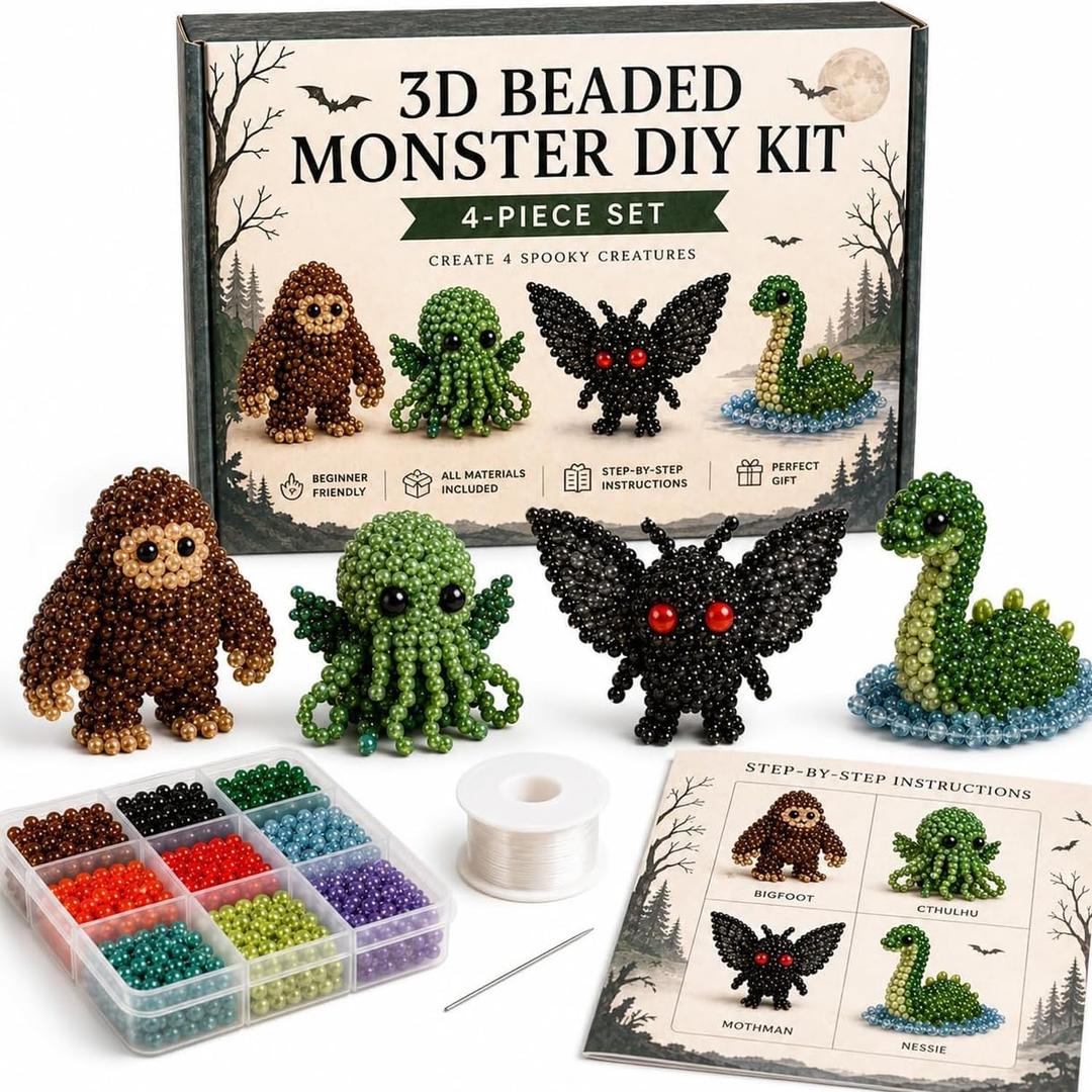 YADUO Tiny 3D Beaded Animal DIY Kit, Easy DIY Beading Embroidery Kit with 4 Cute Designs, Cute Bird & Animal Beading Craft Set, Handmade Bead Art Mosaic Kit for Adults,Beginners (Mysterious)